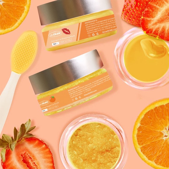 Natural Sugar Scrub Orange Hydrating Lip Sleeping Mask 4 in 1 Lip Care Set - Picture 6 of 8